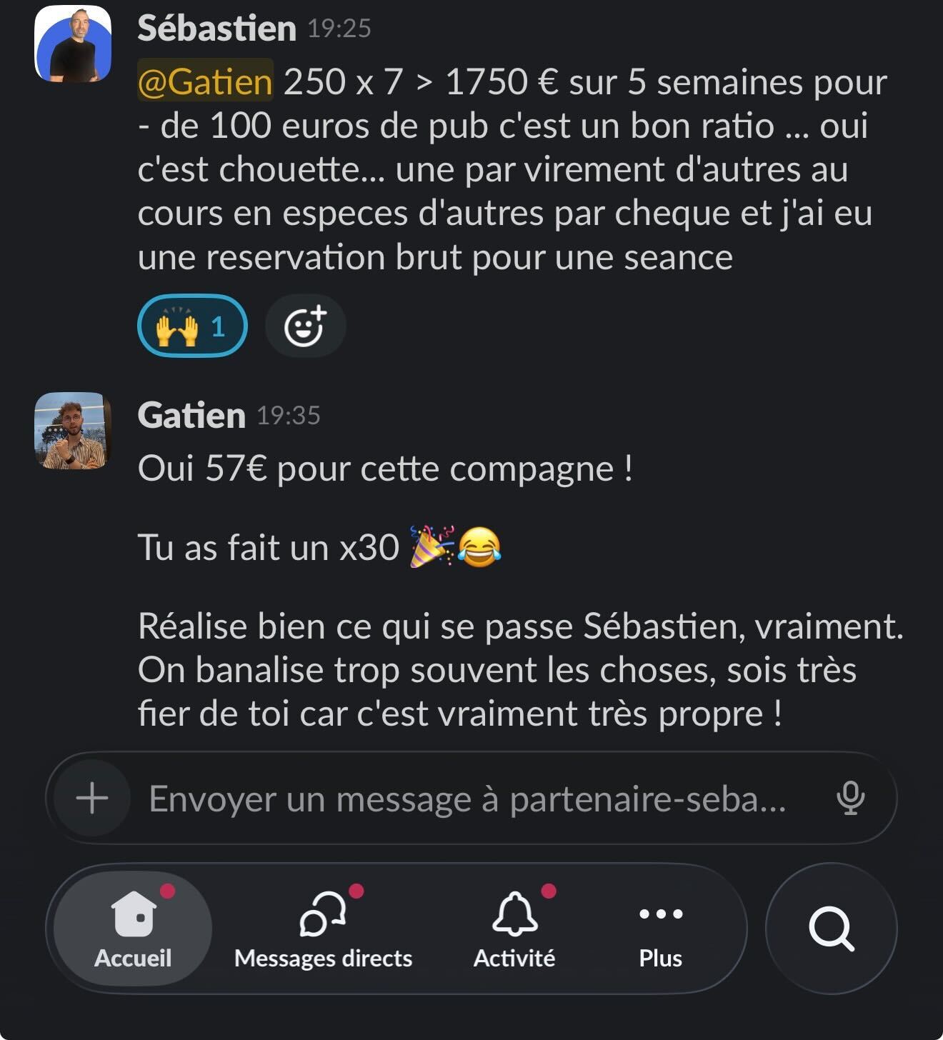 Sébastien x30 ROI 1750€ en 5 semaines