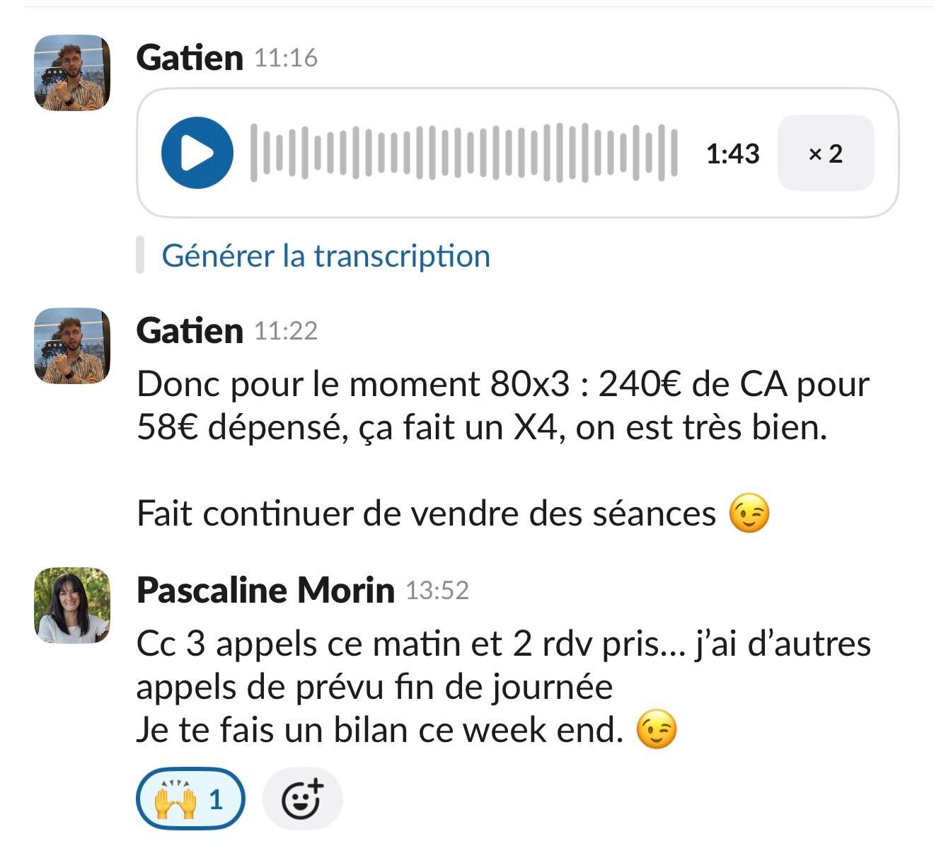 Pascaline 3 appels 2 RDV pris