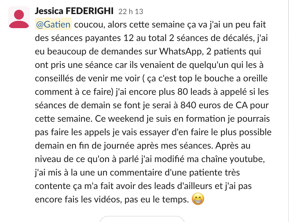 Jessica 840€ cette semaine